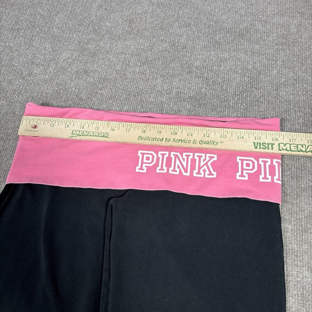 Victoria Secret PINK Yoga Pants Womens L Short Black Pink Foldover Flare Y2K - Picture 6 of 8